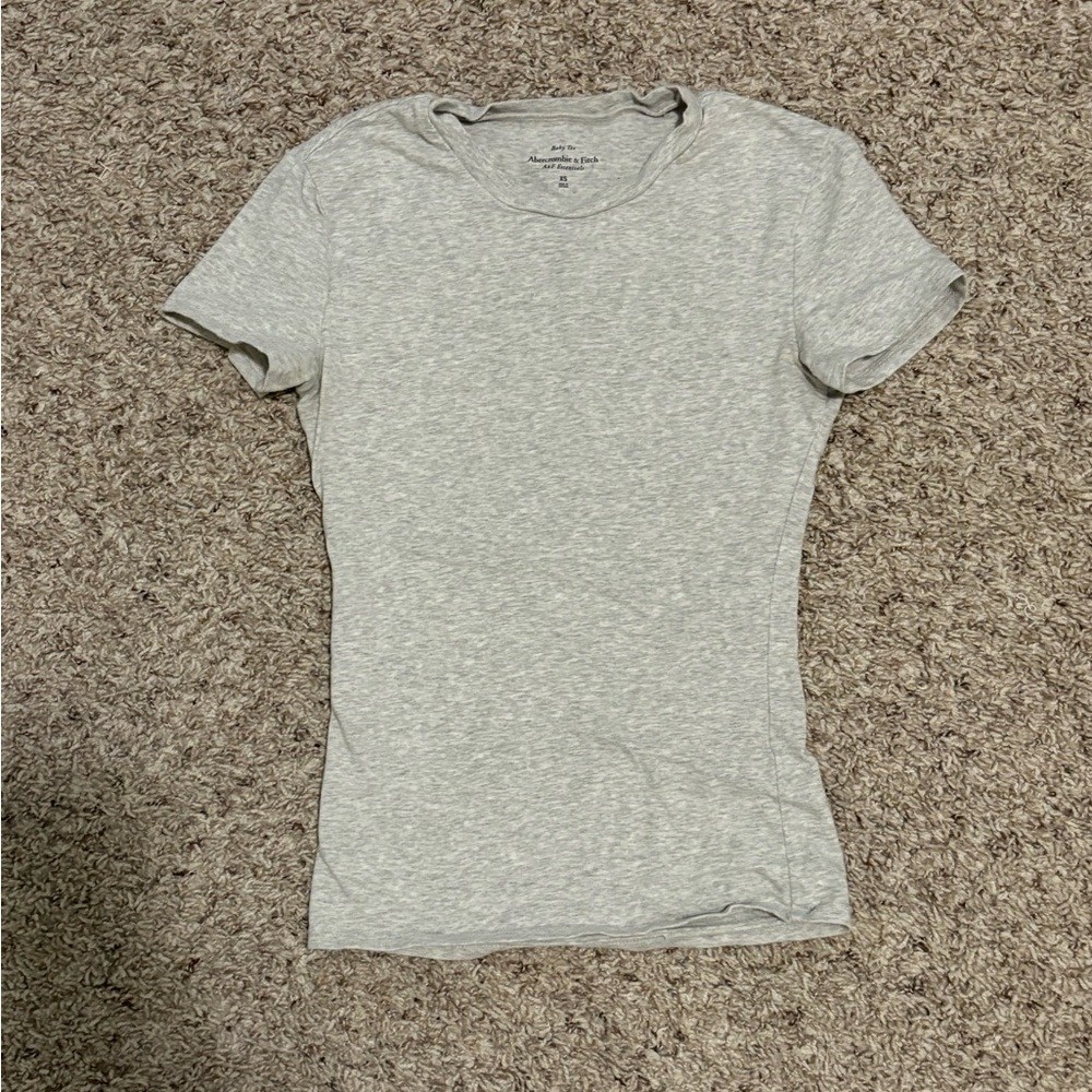 Abercrombie Baby Tee A&F Essentials Light Gray Women’s Crewneck Tee
